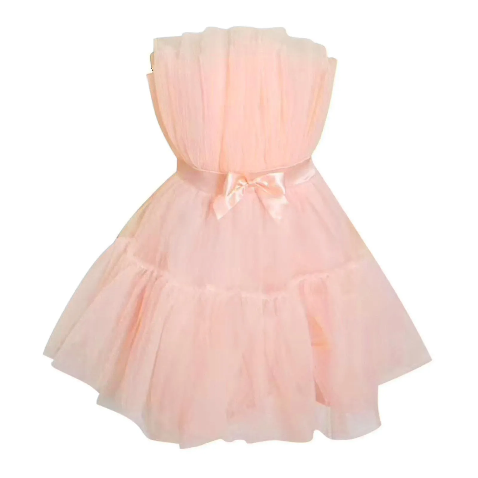 2023-mujer Tulle Vestido Sin Mangas Vestido Corto De Malla Sólida Princesa Steapless Party Dress