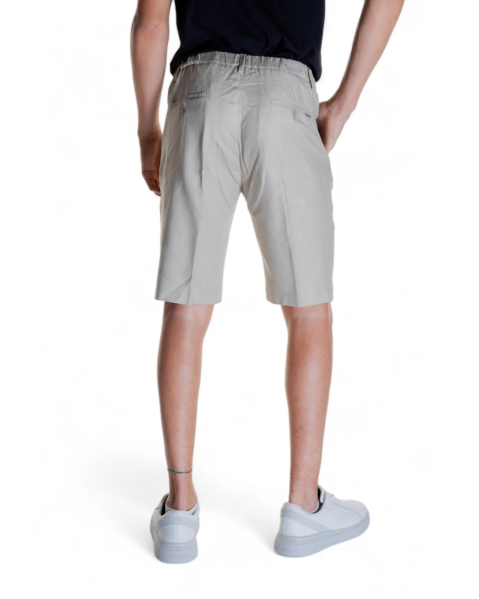 Antony Morato Plain Beige Shorts with Zip and Button Fastening