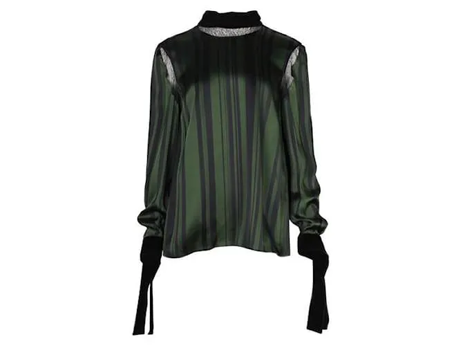 Autre Marque Blusa de pijama de rayas verde oscuro ADEAM 