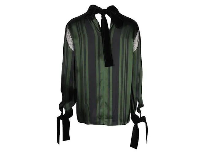 Autre Marque Blusa de pijama de rayas verde oscuro ADEAM 