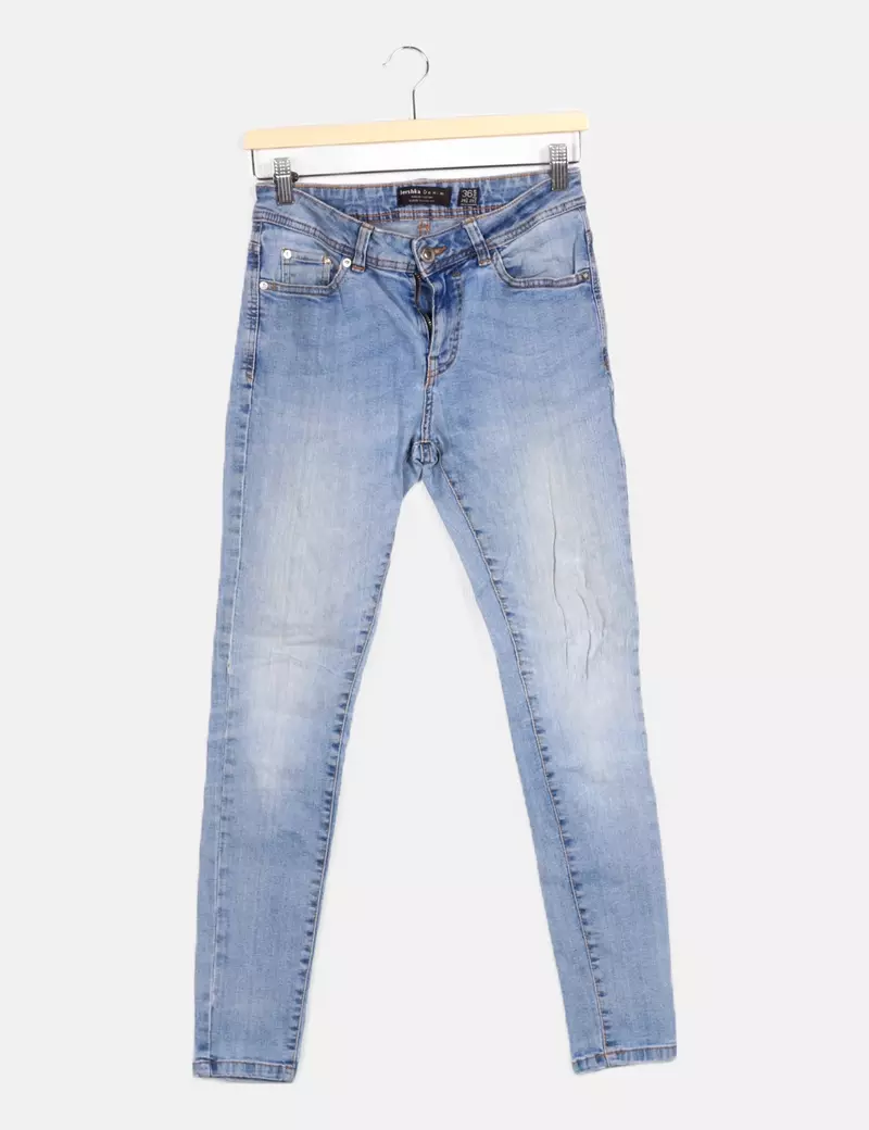 Bershka Pantalón pitillo denim