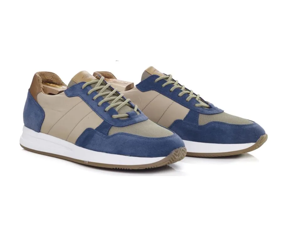 Blue suede and Taupe Men's Trainers - NIRRANDA