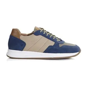 Blue suede and Taupe Men's Trainers - NIRRANDA