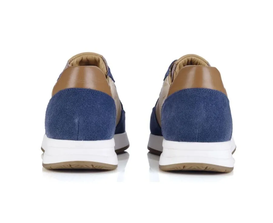 Blue suede and Taupe Men's Trainers - NIRRANDA