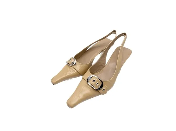 By Far POR LEJOS Tacones T.UE 38 Cuero Beige 