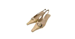 By Far POR LEJOS Tacones T.UE 38 Cuero Beige 