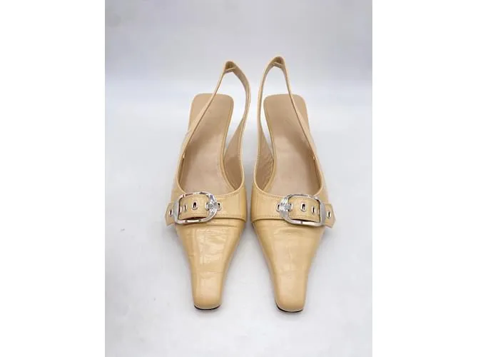 By Far POR LEJOS Tacones T.UE 38 Cuero Beige 