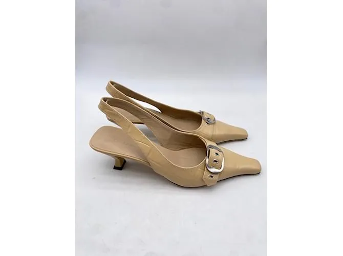 By Far POR LEJOS Tacones T.UE 38 Cuero Beige 