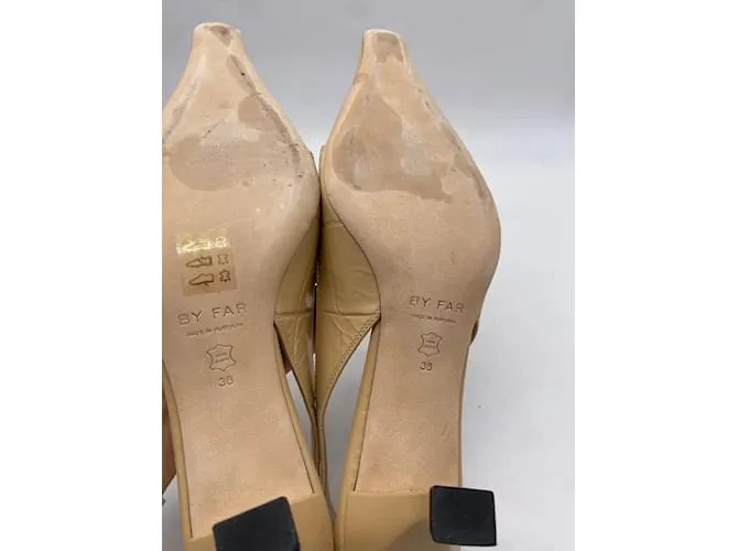 By Far POR LEJOS Tacones T.UE 38 Cuero Beige 