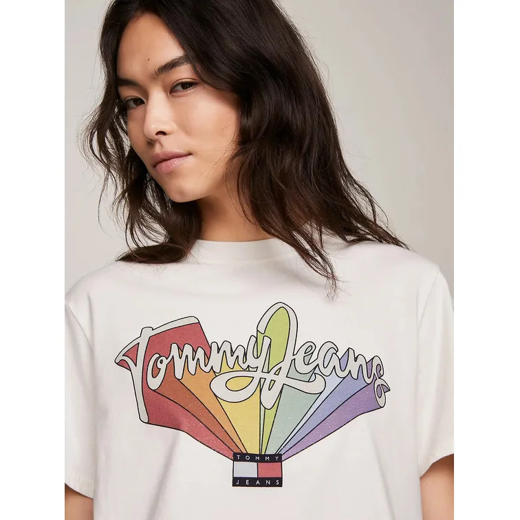 CAMISETA HOLGADA MUJER TOMMY JEANS CON LOGO DE ARCOÍRIS