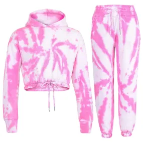 Chándal Tie Dye Rosa para Niñas-XinHan