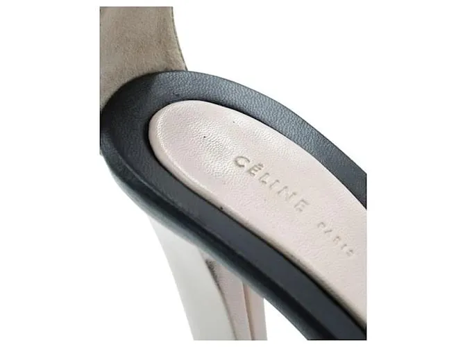 Céline Tacones de cuero rosa pálido y negro Celine 