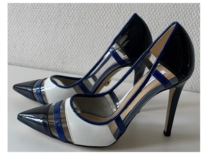 Diane Von Furstenberg Tacones Negro Blanco Azul 