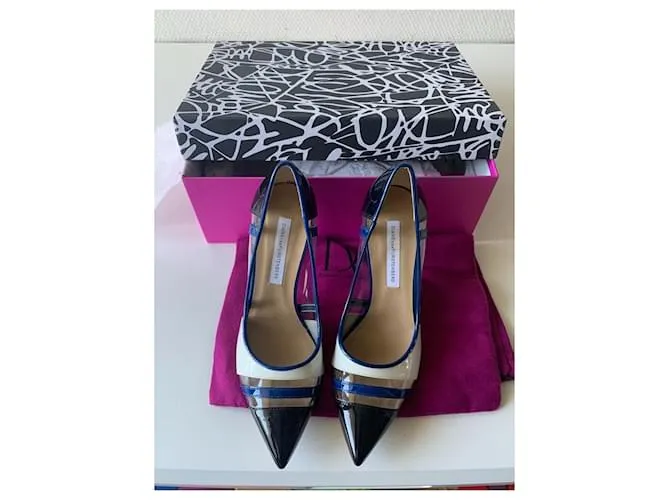 Diane Von Furstenberg Tacones Negro Blanco Azul 