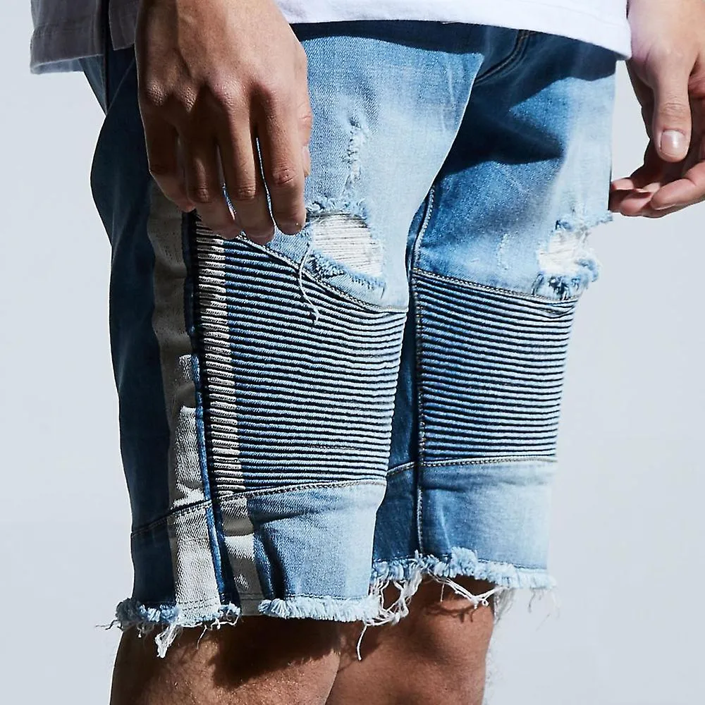 Embellish Bolt Biker Shorts Blue White