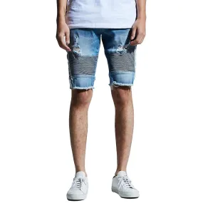 Embellish Bolt Biker Shorts Blue White