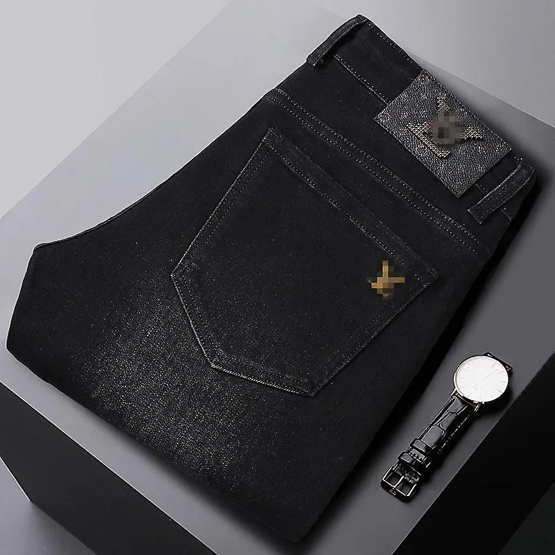 High-end Business Casual Jeans Men Classic Retro Slim Stretch Mens Jeans Cotton Trousers Embroidery Jean Homme Denim Pants