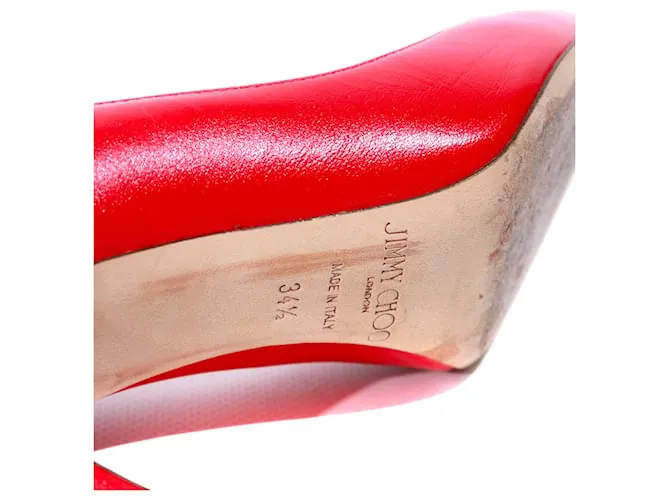 JIMMY CHOO Tacones T.UE 34.5 Cuero Roja 