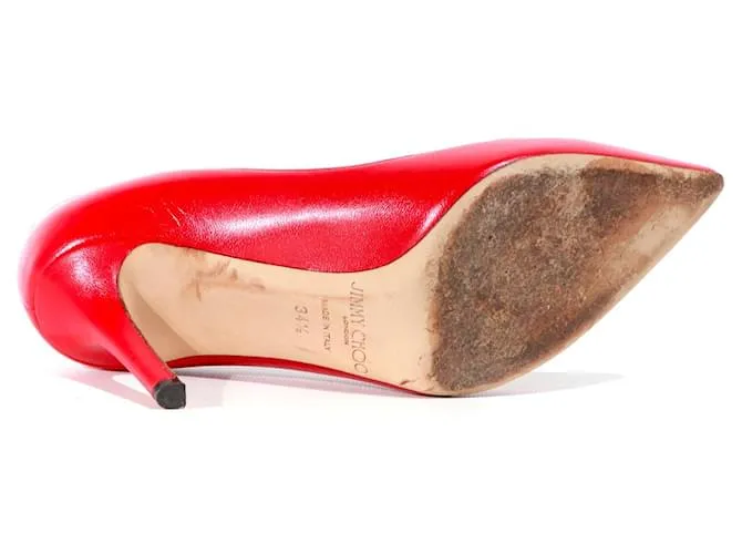 JIMMY CHOO Tacones T.UE 34.5 Cuero Roja 