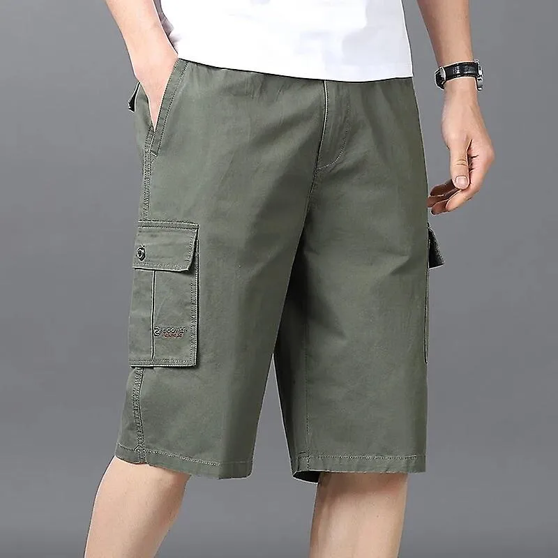 Men Summer Solid Cargo Shorts Men Multi Pockets Casual Large Size Shorts Men Quick Dry Breathable Bermuda Beach Shorts Male 5xl