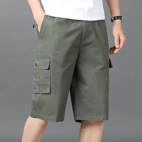 Men Summer Solid Cargo Shorts Men Multi Pockets Casual Large Size Shorts Men Quick Dry Breathable Bermuda Beach Shorts Male 5xl