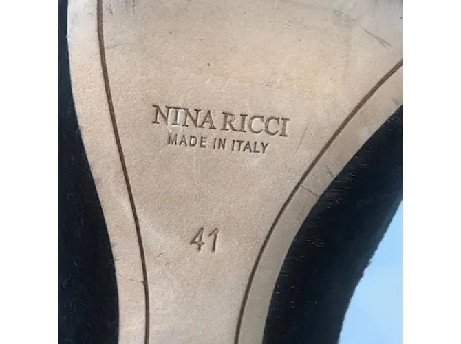 NINA RICCI Tacones T.UE 41 Piel de becerro estilo potro Negro 