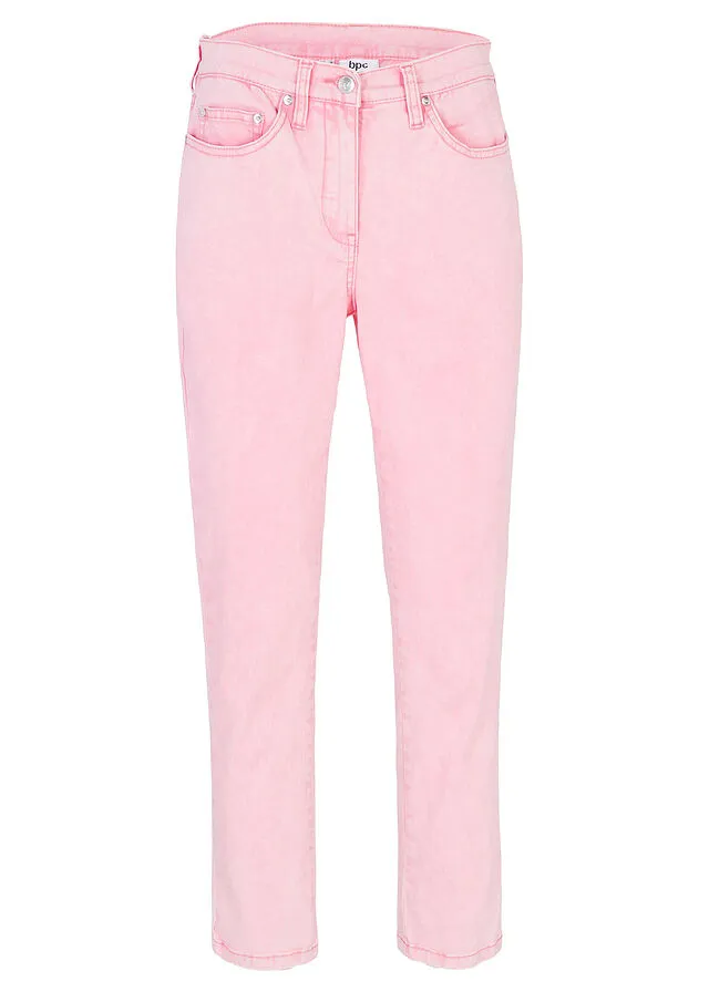 Pantalón acortado de sarga con aspecto desgastado Rosa brillante