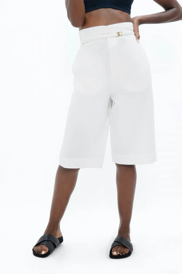 Pantalón Florence - Organic Cotton Bermuda Shorts - White Dove