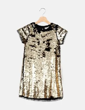 Primark Vestido dorado paillettes