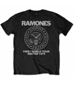 RAMONES First World Tour 1978 Camiseta chico Licencia Oficial Tee RockOff RATTRTW01MB