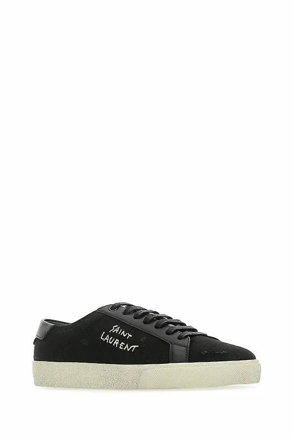 Saint laurent schlichte low-top-sneakers aus schwarzem canvas und leder