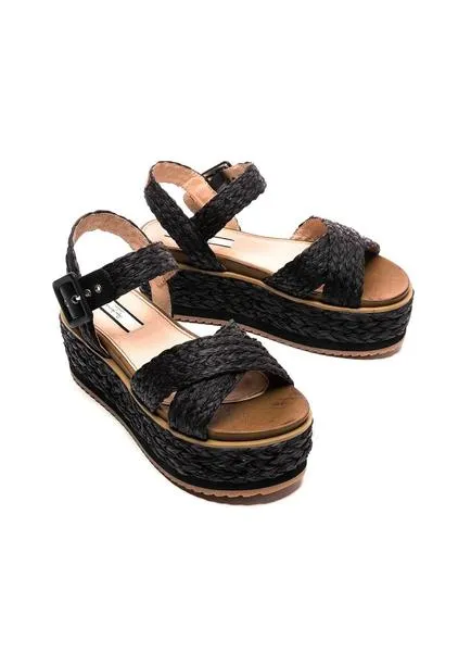 sandalias pepe jeans wick natural negro para mujer