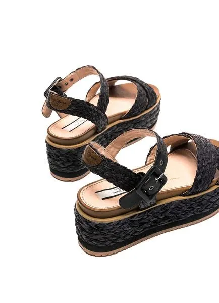 sandalias pepe jeans wick natural negro para mujer