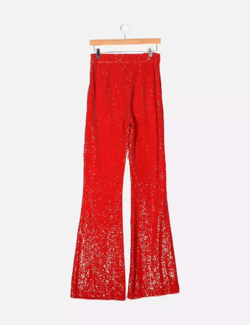 Sfera Pantalón flare rojo lentejuelas