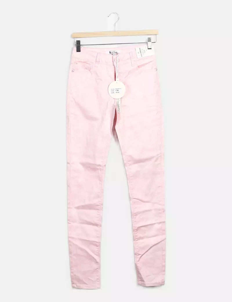 SOO Pantalón denim rosa skinny