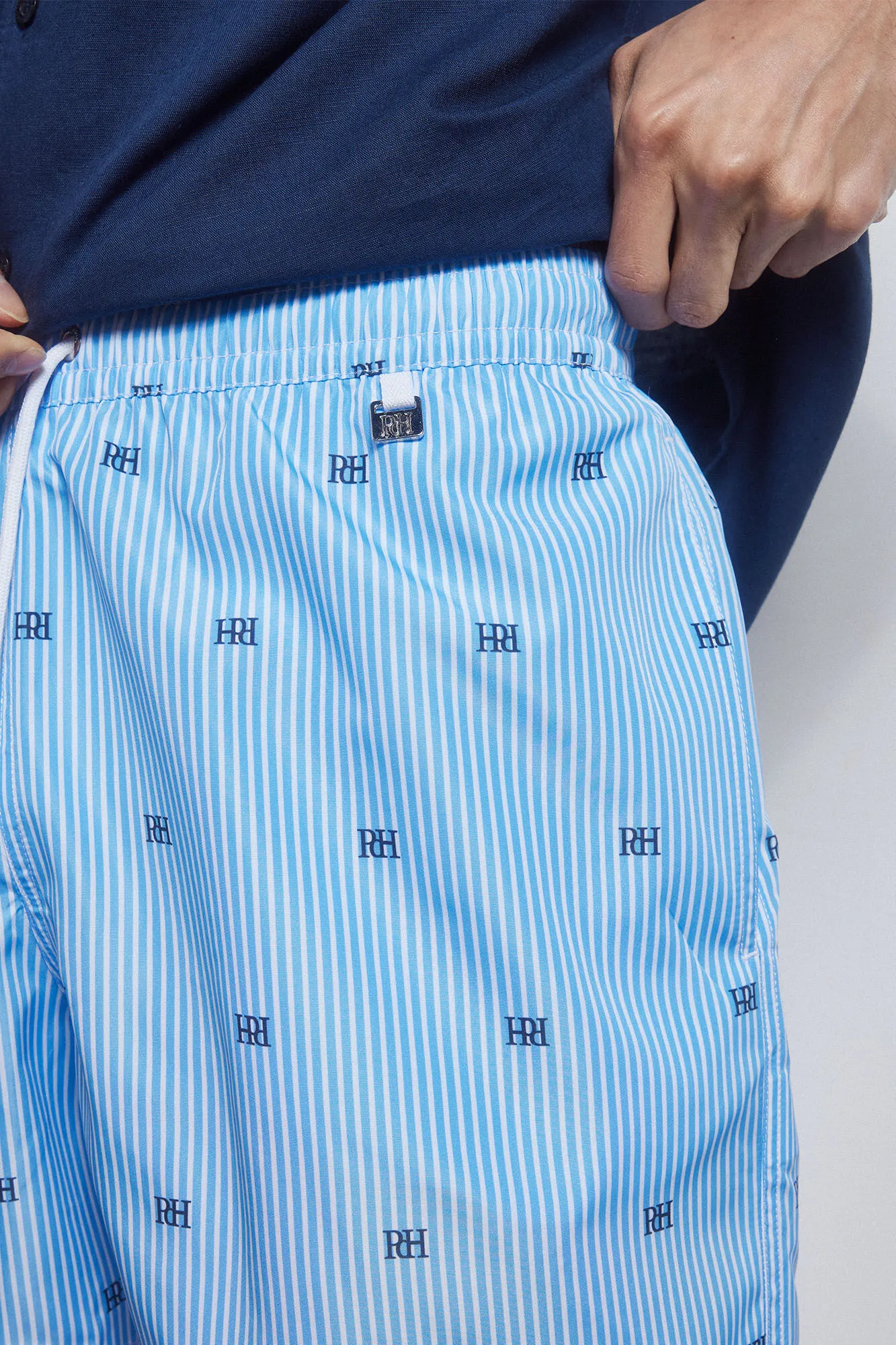 Striped PdH logo print swim shorts