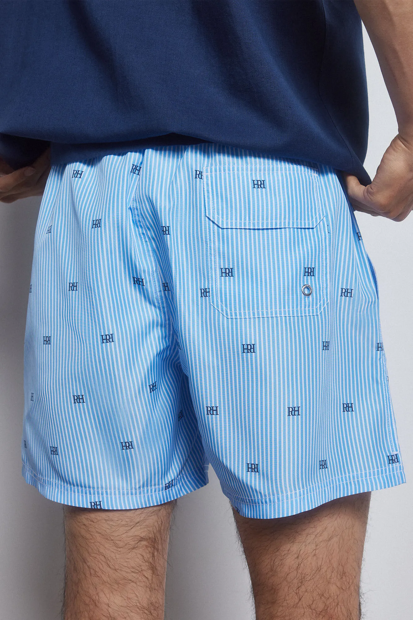 Striped PdH logo print swim shorts