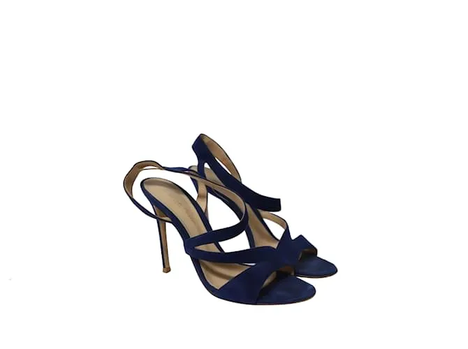 Tacones con tiras de Gianvito Rossi en ante azul real 