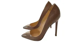 Tacones de cuero patentado Pigalle 120 de Christian Louboutin Beige 