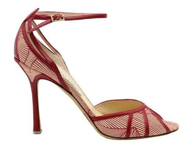 Tacones peep-toe de seda estampados rojos Jimmy Choo Roja 