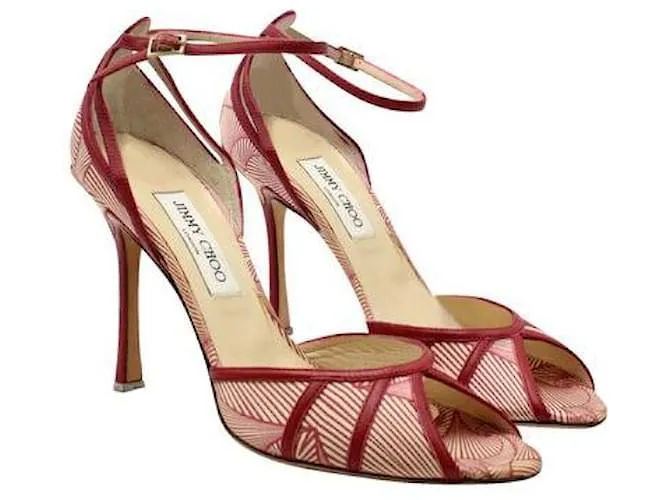 Tacones peep-toe de seda estampados rojos Jimmy Choo Roja 