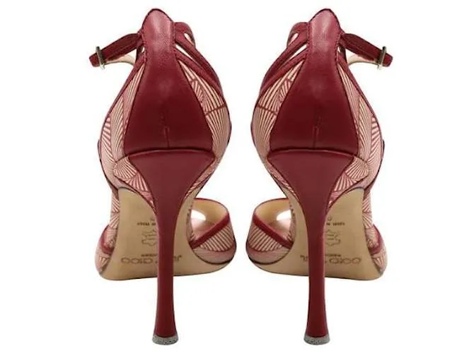 Tacones peep-toe de seda estampados rojos Jimmy Choo Roja 