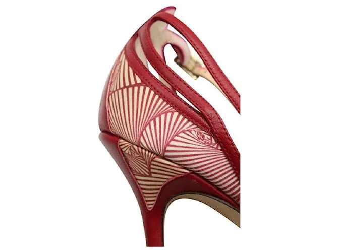 Tacones peep-toe de seda estampados rojos Jimmy Choo Roja 