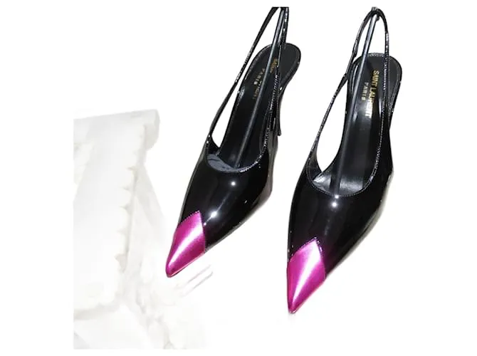 Tacones Vesper de Saint Laurent Negro Fucsia 