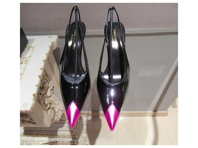 Tacones Vesper de Saint Laurent Negro Fucsia 