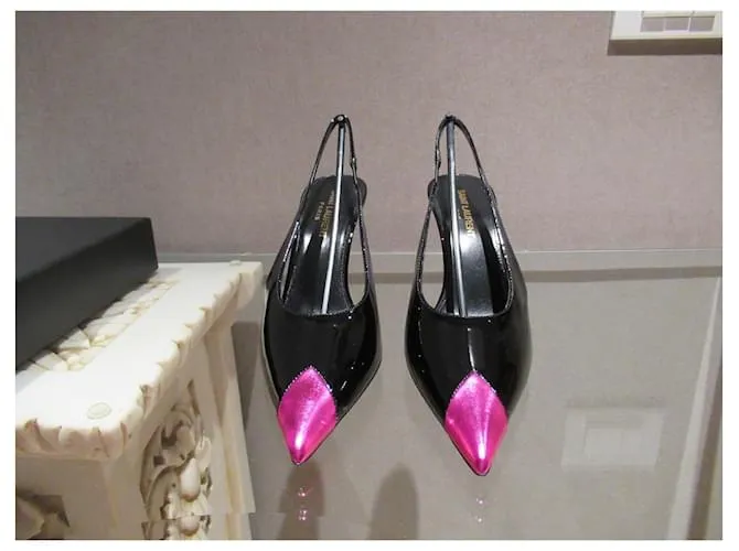 Tacones Vesper de Saint Laurent Negro Fucsia 