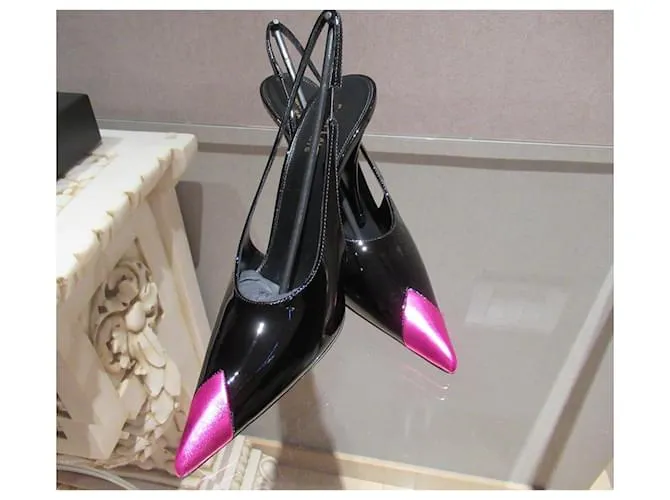 Tacones Vesper de Saint Laurent Negro Fucsia 