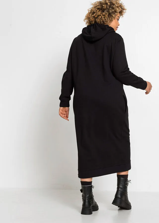 Vestido midi tipo sudadera Negro