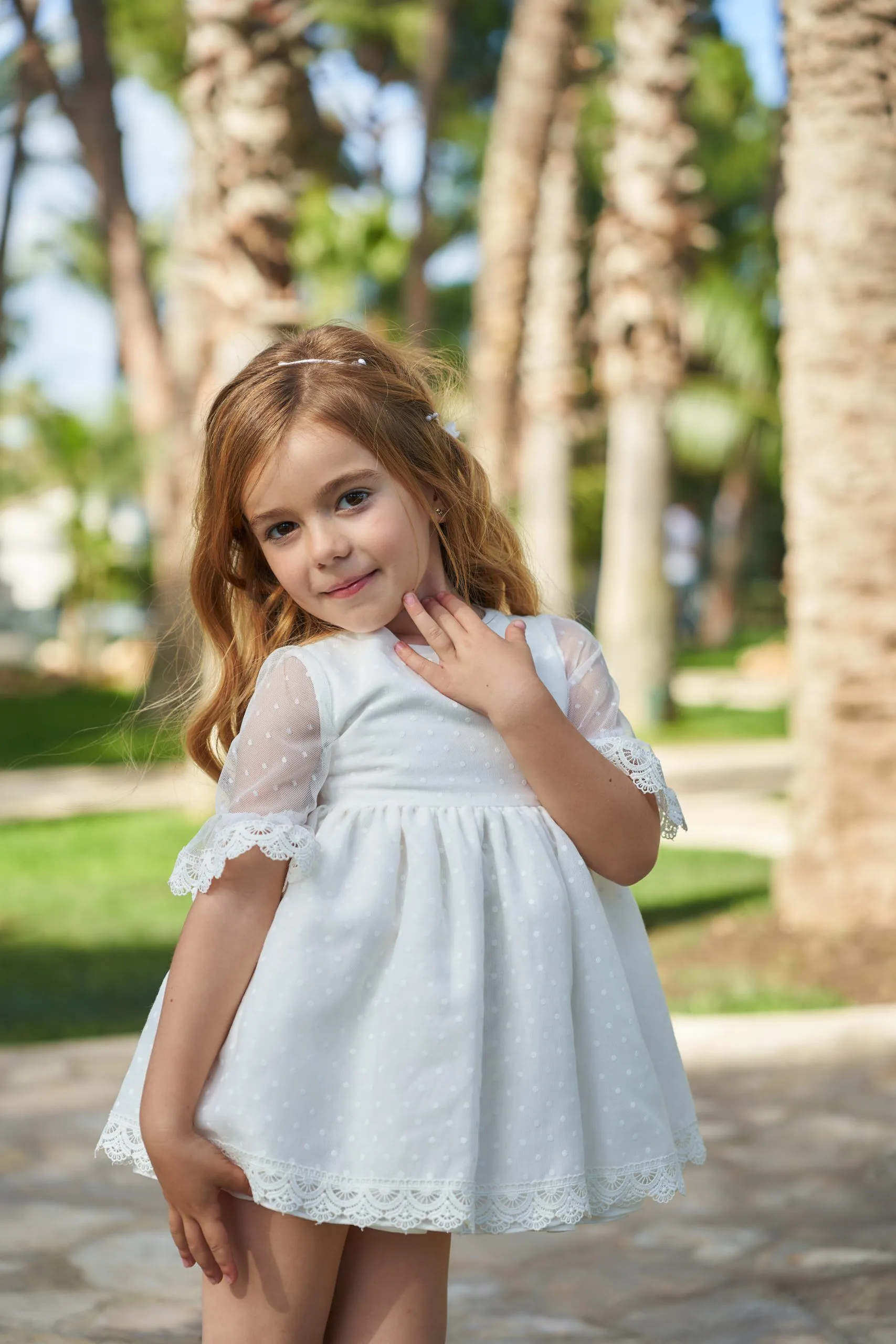 Vestido niña pequeña etamin lunar