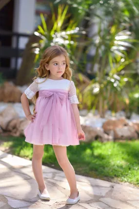 Vestido niña pequeña tul bicolor rosa